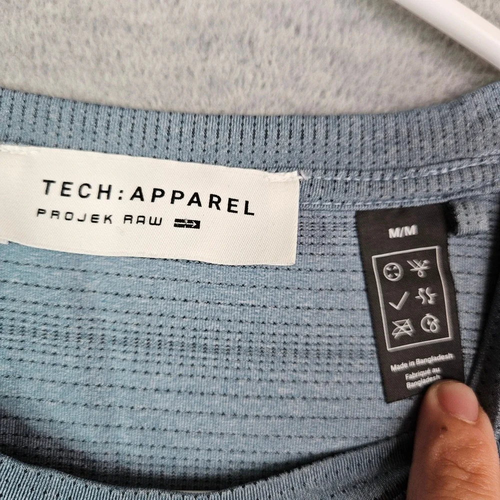 Projek Raw Tech Apparel Mens Blue Perforated Short Sleeve T-Shirt Size M
